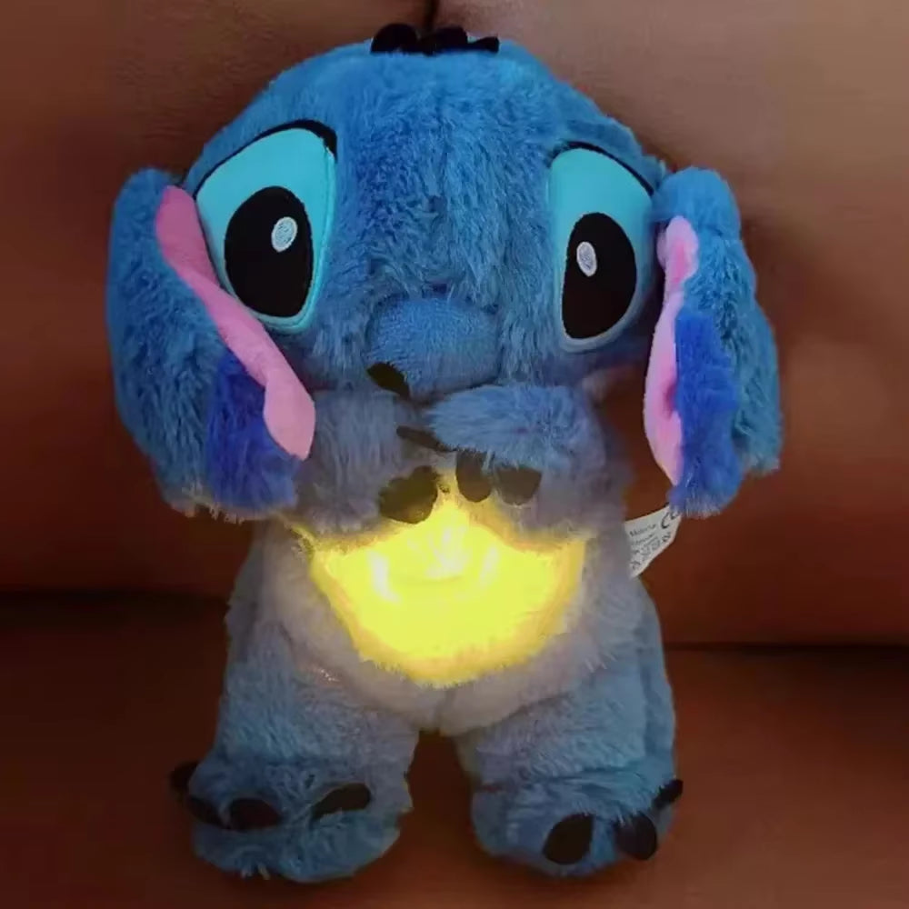 Kawaii Stitch Plush Doll Baby Sleeping Companion Sound Soothing Musical Kawaii with Air Bag and Light Doll Breathing Toys Gifts