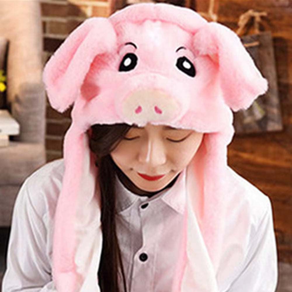 Cozy and Fun Women’s Plush Moving Jumping Rabbit Ear Hat - Perfect for Winter Adventures!